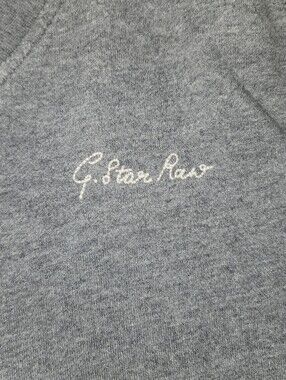 G-STAR RAW Gray & White V-Neck Sweater with Elbow Patches